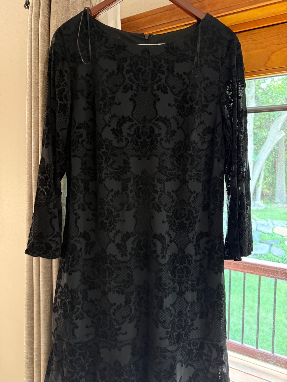 madison leigh Black Floral Burnout Long Sleeve Dress